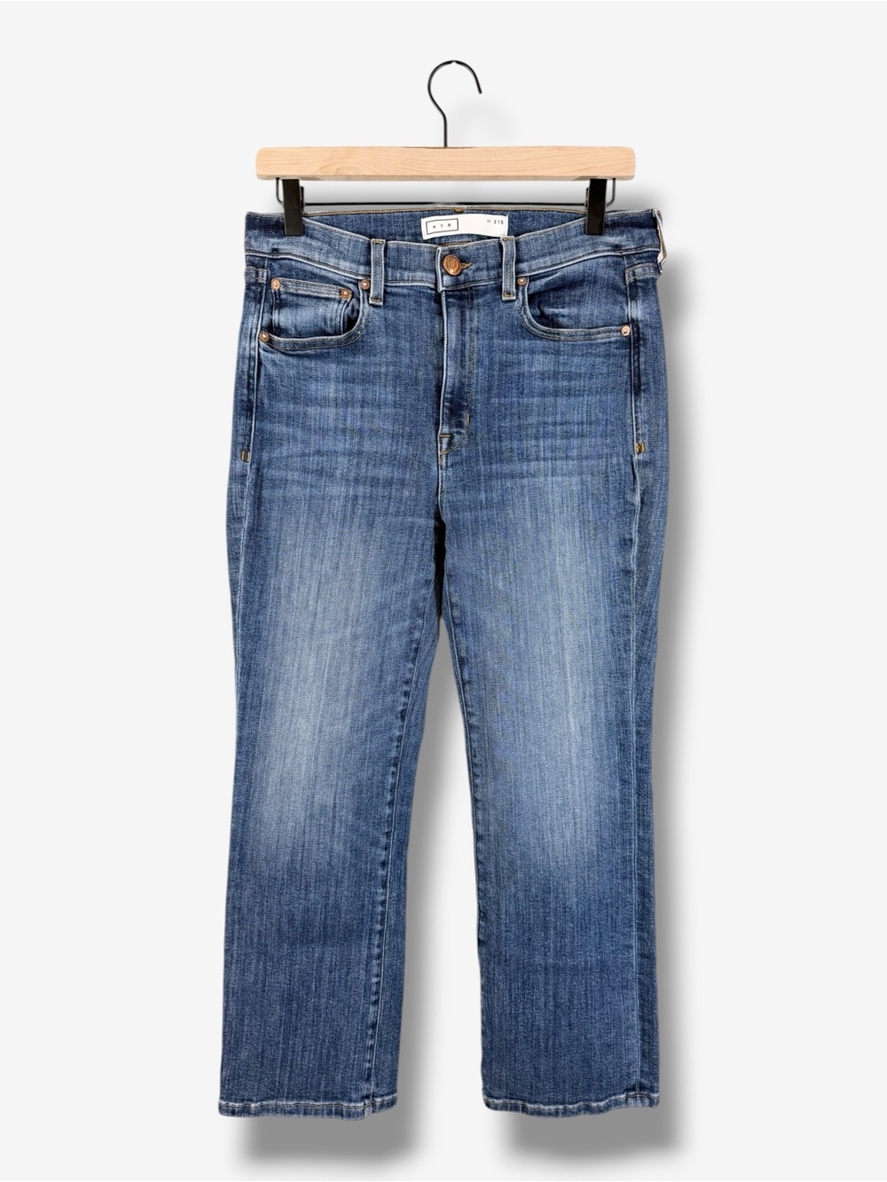 AYR The Pop Laid Back Medium Wash High Rise Straight Ankle Jeans 31S 31 Short